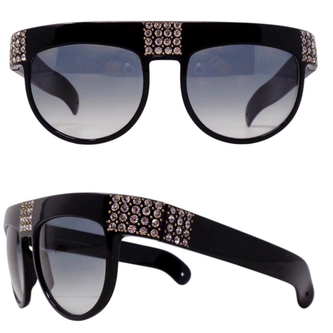 Glam 1970’s Vintage French Rhinestone Sunglasses in Jet Black, Statement Packed! Amazon.com: TruFabV Bling Bedazzled Elton Sunglasses Womens  main image 2