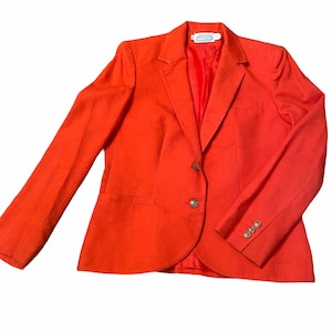 The Villager 1970’s Vintage Red Tailored Blazer with Two Fromt  Functional Pockets, Two Button Closure, Small Size