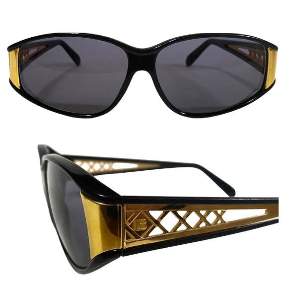 Laura Biagiotti Sunglasses, Black & Gold, Made in… - image 1