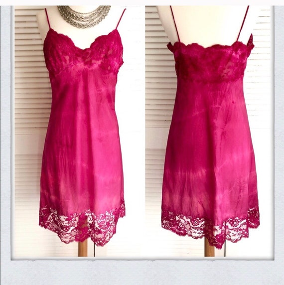 Vintage Slip Dress, Hand Dyed Slip Dress, Pink, 19
