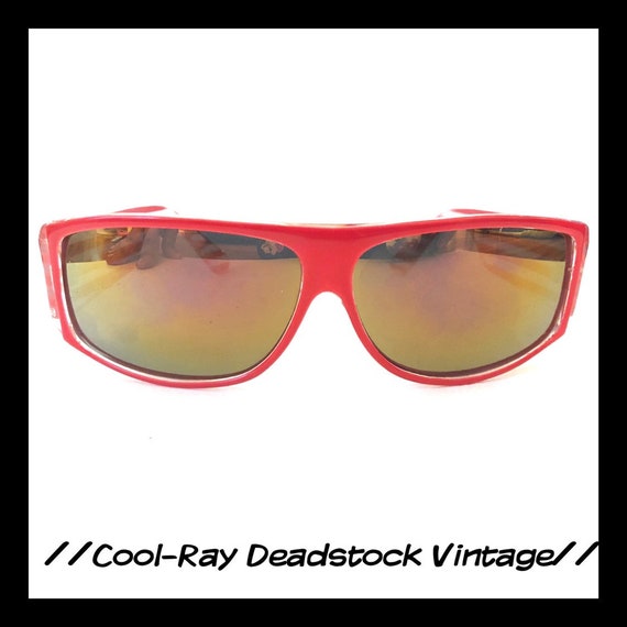 Vintage Cool-Ray Striped Sunglasses, Vintage Red … - image 2