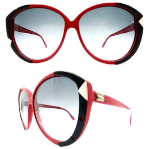Vintage 1970s Silhouette Sunglasses Colorblock Red Black 