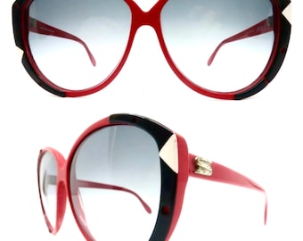 Gafas de sol Silhouette vintage de los años 70 con bloques de color rojo, negro y blanco, de gran tamaño, modelo 3043, fabricadas en Austria.