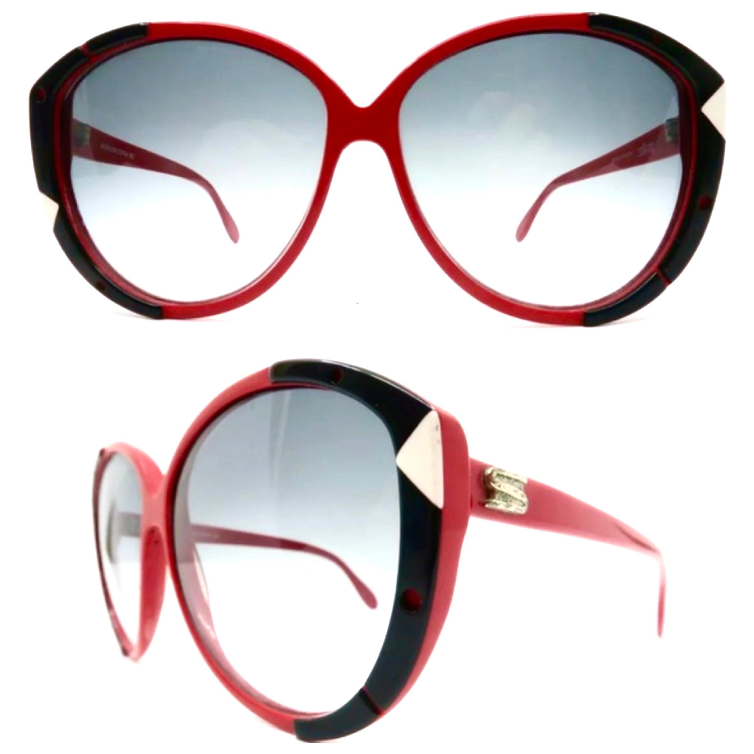 Vintage 1970s Silhouette Sunglasses Colorblock Red Black  display picture 1