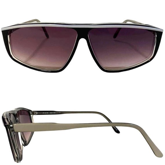 1980’s Angular Black & White Oversized Sunglasses… - image 4