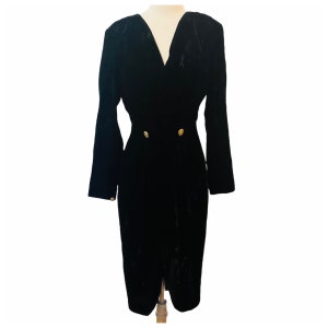 Divine Vintage Black Velvet Wiggle Dress, Small, Vintage Black Velvet Cocktail Dress, Small, Size 4-6