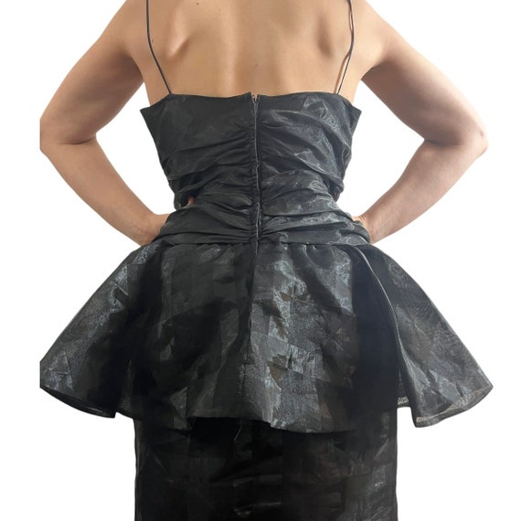 Gorgeous Black Vintage Dress with Peplum Detail &… - image 5