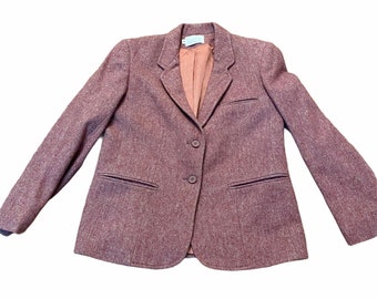 Vintage Purple Wool Blazer, 4P, S, Vintage Secretary Suit Jacket