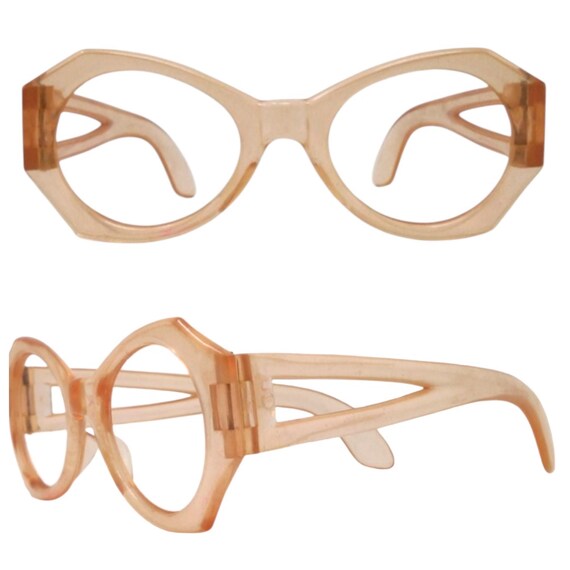 Phenominal 1950’s Angular Peach Translucent Eyegl… - image 4