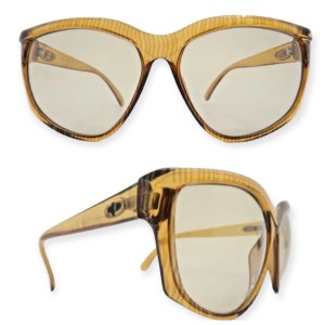 1980’s Christian Dior Angular Sunglasses with Thick Tan Colored Frames, Optyl, Mod 2175, Made in Germany