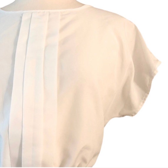 Vintage White Semi Sheer Summer Blouse, Short Sle… - image 5