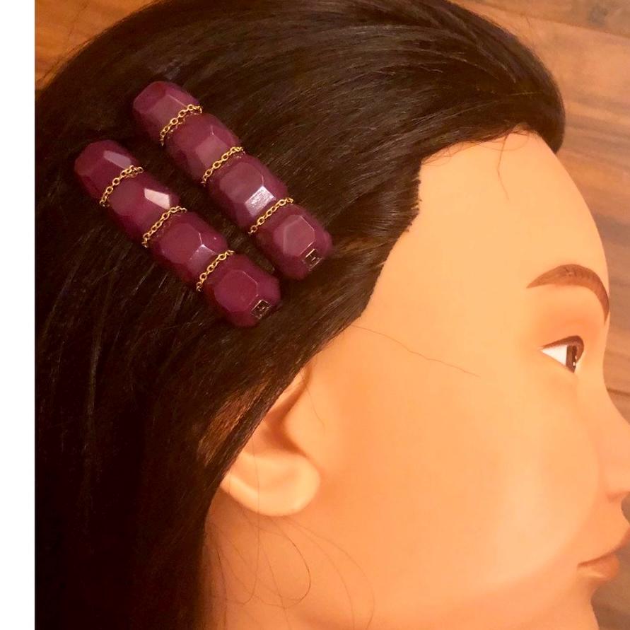 Alexandre de Paris 1980’s French Barrette in Pinkish Purple Gold, Made in Paris Alexandre De Paris 1980 main image 2