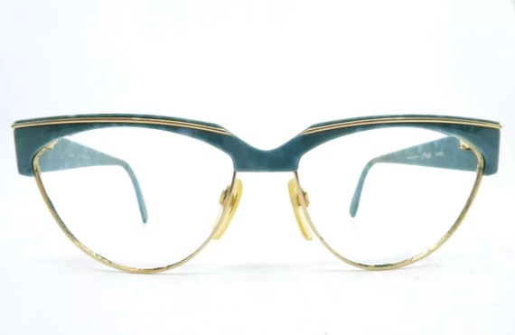 Vintage Silhouette Eyeglasses/Frames,  Green/Gold… - image 1