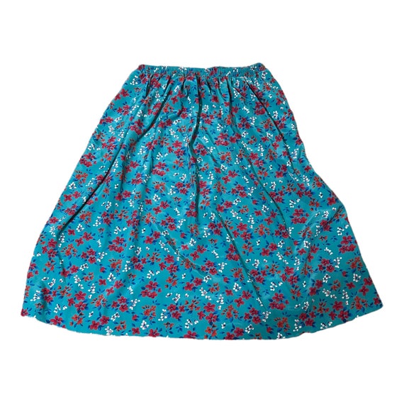 Vintage Leslie Fay Petites Blue Floral Skirt, Ela… - image 1