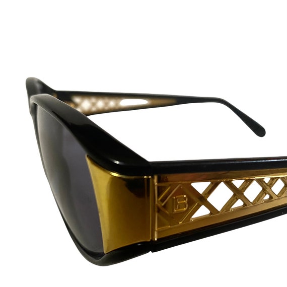 Laura Biagiotti Sunglasses, Black & Gold, Made in… - image 5