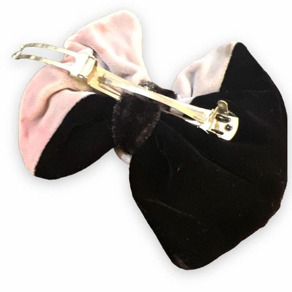 Gorgeous Mauve & Black Velvet French Hair Bow Barrette  display picture 1