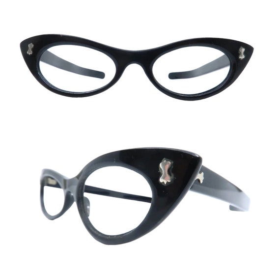 1950's French Cateye Glasses In. Black, Extreme Cateye Frames