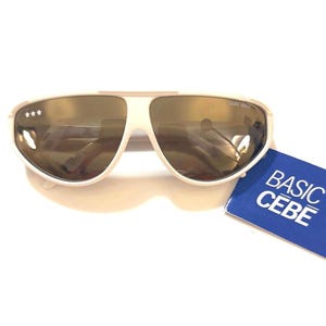 Óculos de sol esportivos brancos CEBE França anos 80, lentes espelhadas, unissex, novo, com etiquetas originais