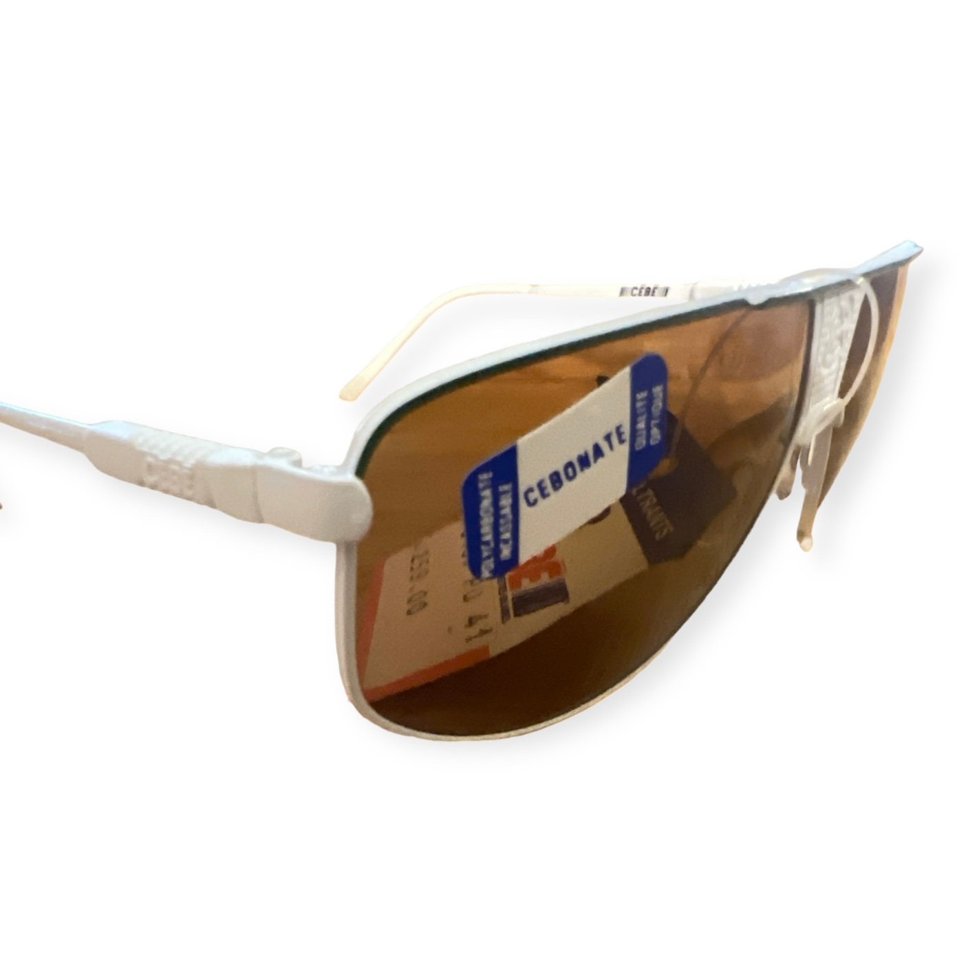 CEBE France Iconic Metal Aviator Sunglasses, White With 