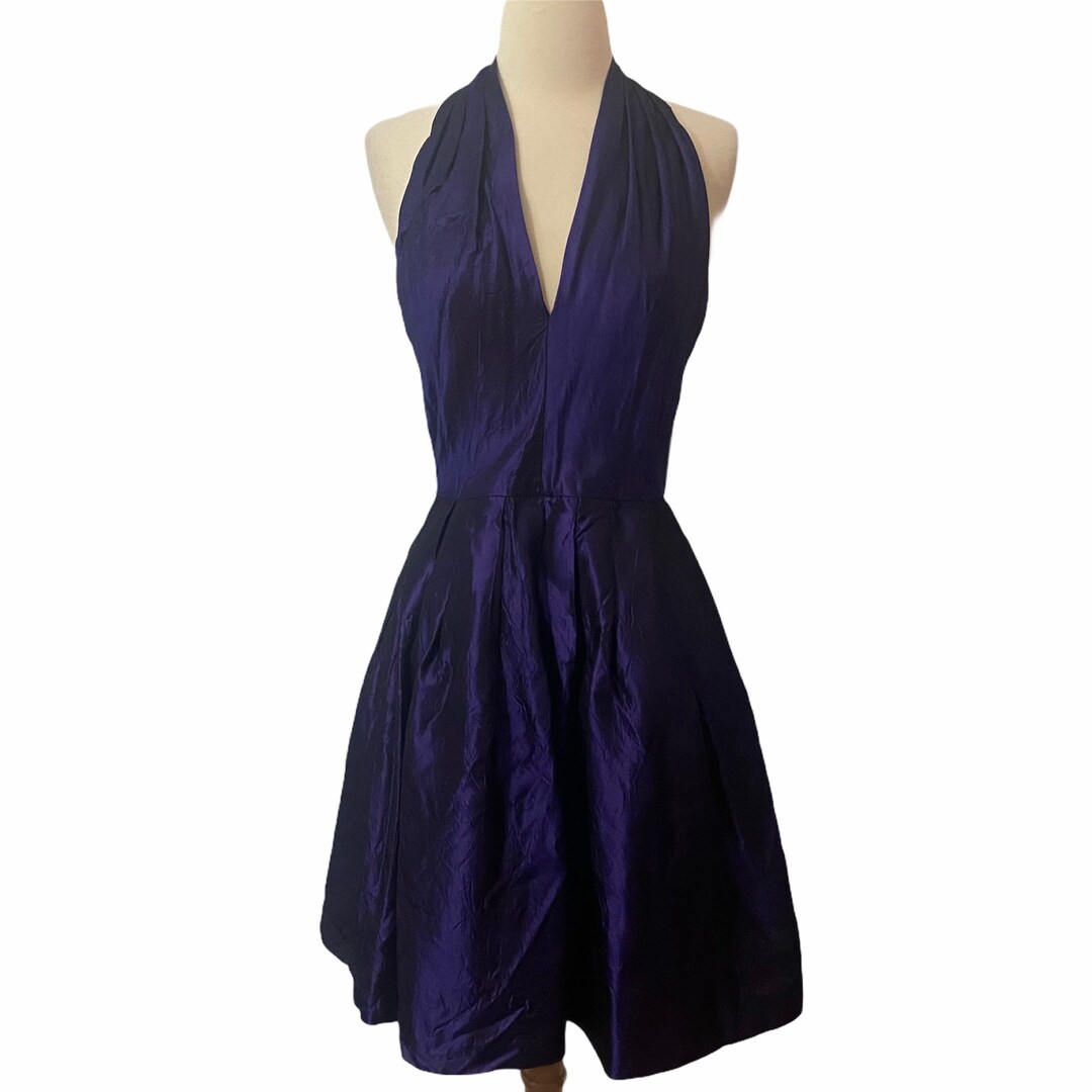 Vintage 80's purple lace party dress M L main image 0