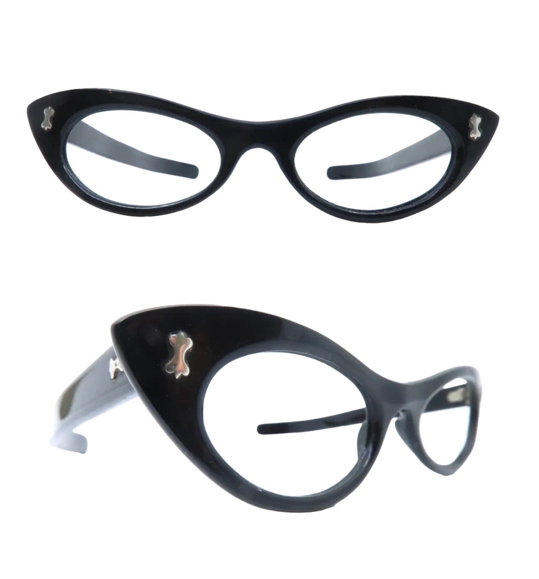 1950's French Cateye Glasses In. Black, Extreme Cateye Frames