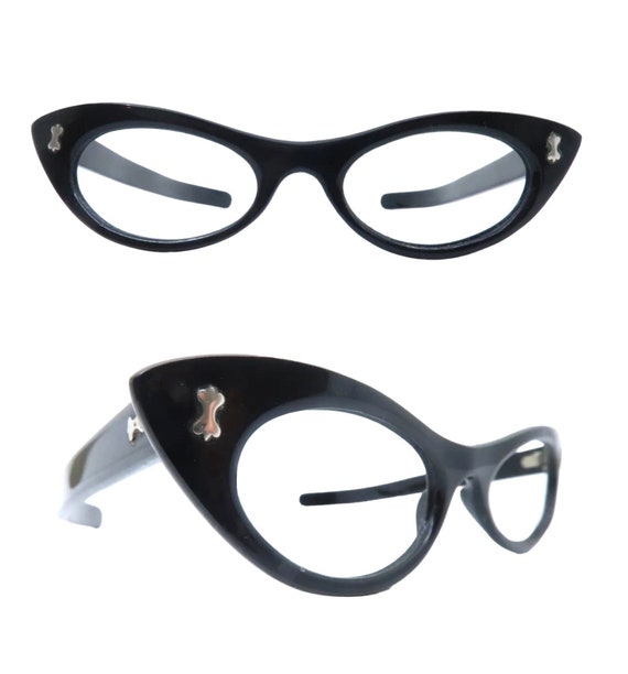 Fab 1950’s French Cateye Glasses, Black Cateye Gla