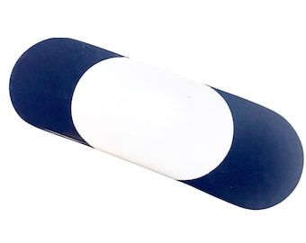 LAURENT OLIVIER French Hair Clip in Blue and White Colorblock, Mod Designer Hair Barrette 1980’s does 1960’s,  Handmade in France