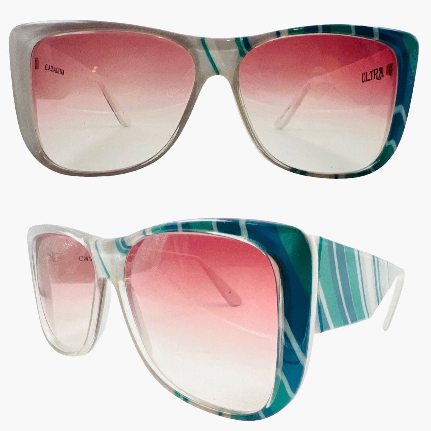 1980’s Ultra Thick Oversized Angular Sunglasses, Model Catalina, Made in Italy Ultra Italy Catalina Sunglasses, Vintage 1980 main image 3