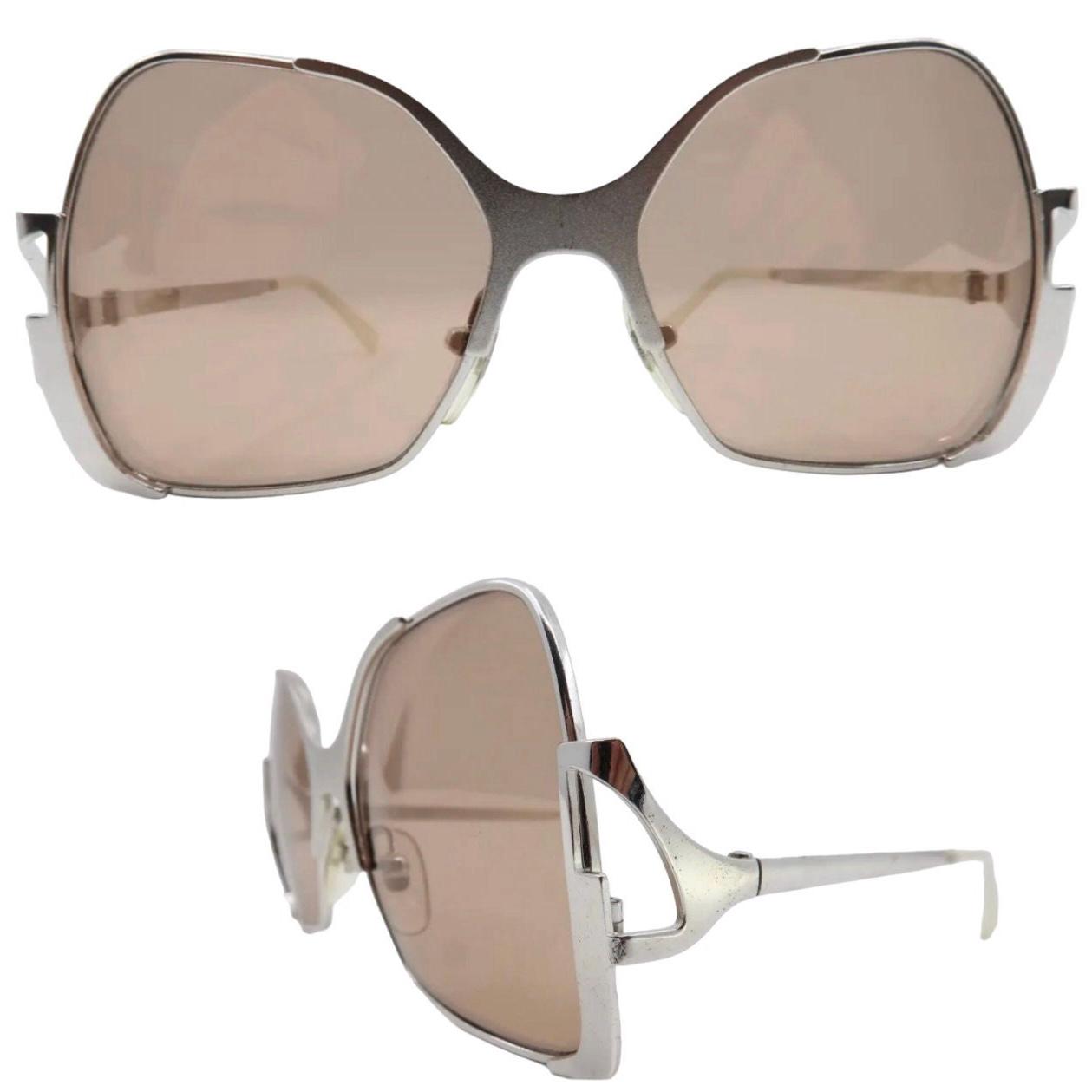 60’s Metallic Silver Steel Sunglasses, LADY Ritz International, Made in Germany RITZ GEORGE CORTINA FOR JACQUES MARIE MAGE Another great JMM  main image 3