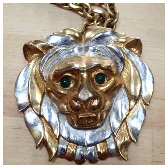 Stunning Cadoro Lion Necklace or Brooch, Signed C… - image 3