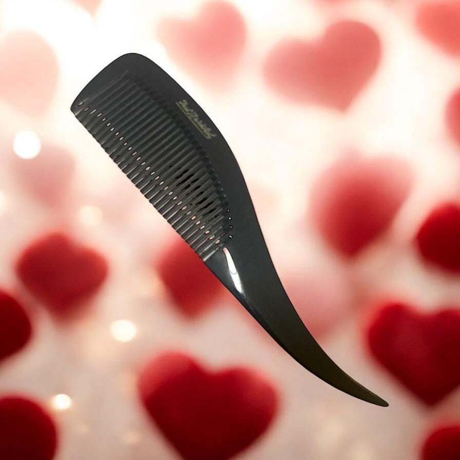 1960’s Vintage Paul Marechal France Jet Black Curved Rat Tail Comb, Deadstock Vintage Paul Marechal Black Curved Rat Tail Comb, Deadstock  main image 4