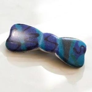 1980’s Vintage Mod Style French Bow Barrette, Blue Flower Power Hippie Boho Bohemian French Hair Clip, Deadstock