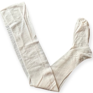 1960’s Mod Patterned Cream Sheer Stretch Stockings, Deadstock/Unworn, French Stockings