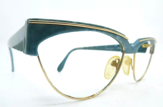 Vintage Silhouette Eyeglasses/Frames,  Green/Gold… - image 4