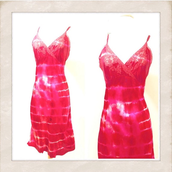 Vintage Hand Dyed Pink Silk Slip, Vintage Slip Dre