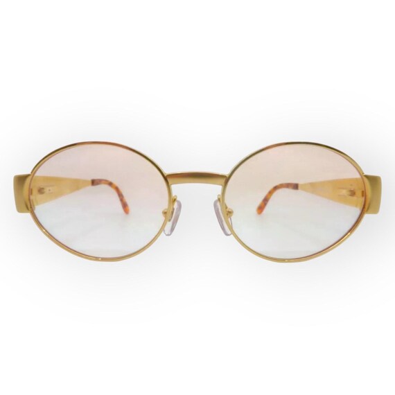 美品✨Christian Dior Logo Gold Sunglasses Christian Dior Vintage Gold Thick Frames Oval Sunglasses