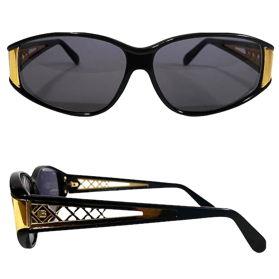Laura Biagiotti Sunglasses, Black & Gold, Made in… - image 2