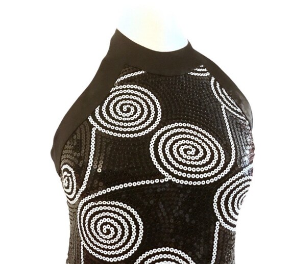 Vintage Late 1990’s Black & White Sequin Dress by… - image 3