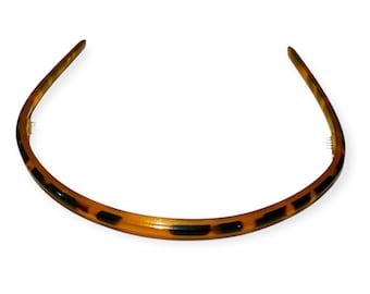 Diadema francesa fina con estampado animal vintage de los años 70, hecha a mano, stock remanente, stock antiguo de tienda
