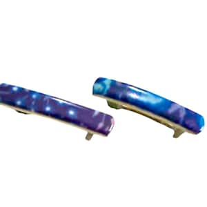 1970’s Vintage French Barrettes with a Fun Blue Print , One Pair, Made in France, Deadstock/ Old Store Stock
