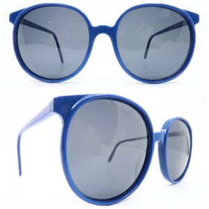 Vintage Anglo American Eyewear Sunglasses, Blue Oversized Statement Sunglassws, Made in England