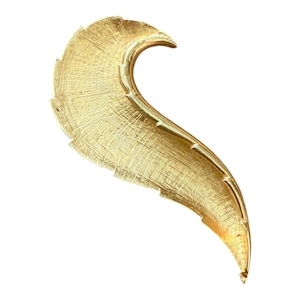 1950’s Vintage Large Gold Abstract Shaped Brooch, Quality & Heavy Piece 50’s Pin, Mid Century Jewelry Gift