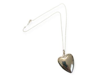 Pendentif Cœur En Argent Sterling émaillé Vintage - 5,2g - Longueur 12-16" - Occasion