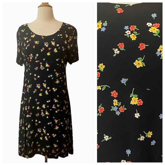 Vintage Laura Ashley Floral Short Dress, Medium, L