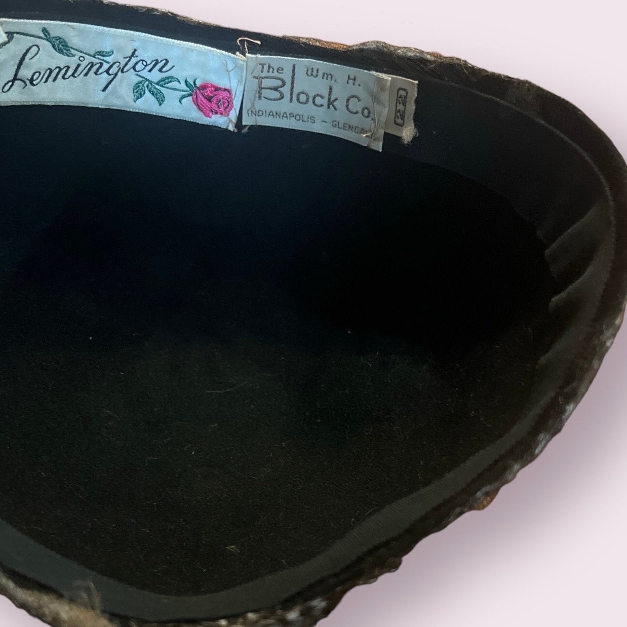 Lemington Vintage Cloque Hat- Feather, Netting & Sequin Disks, The Block Co. 1950 main image 2