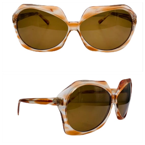 1970’s Italian Oversized Sunglasses, Translucent … - image 3