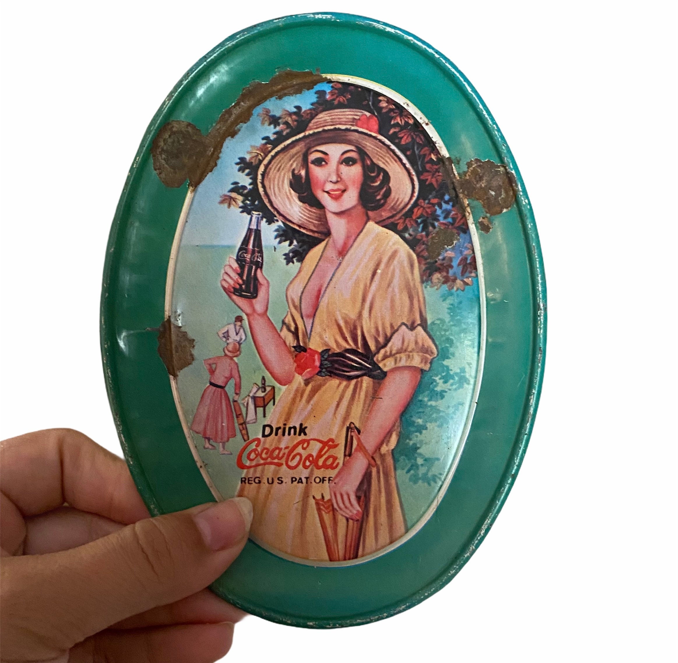 Vintage Coca Cola Tin Plate, Vintage Coca Cola Advertisement Tin