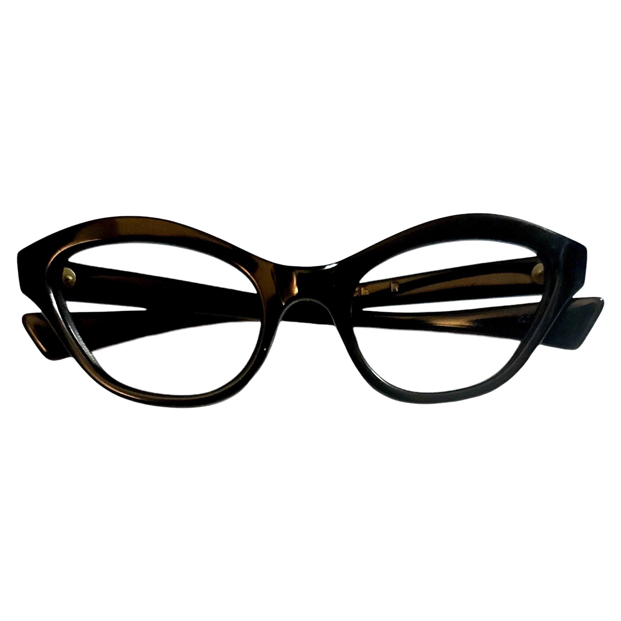 1950’s Jet Black Cateye Eyeglasses Frames, Made in France, Deadstock Unworn 1950 main image 2