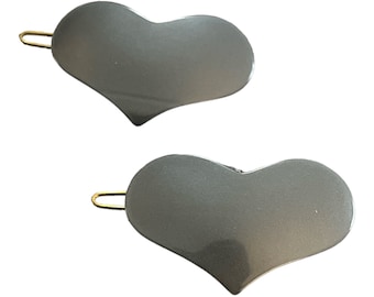 Pasadores vintage de corazón francés azul perlado, stock muerto