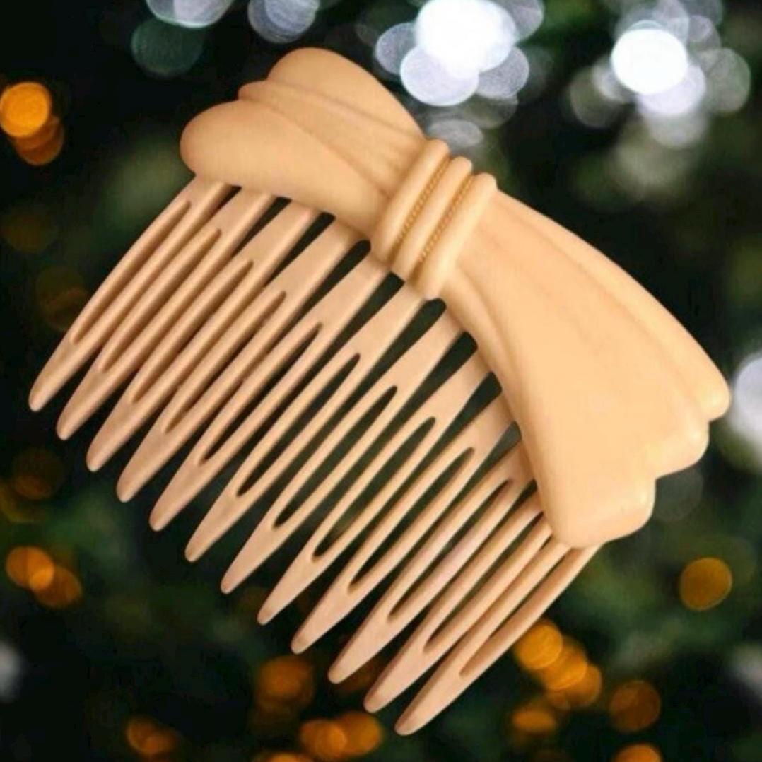 1940’s Pre Ban French Horn Comb, Cream & Dark Brown, Deadstock/Unused, OOAK 1940 main image 4